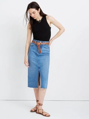 Madewell Blue Denim Midi Skirt